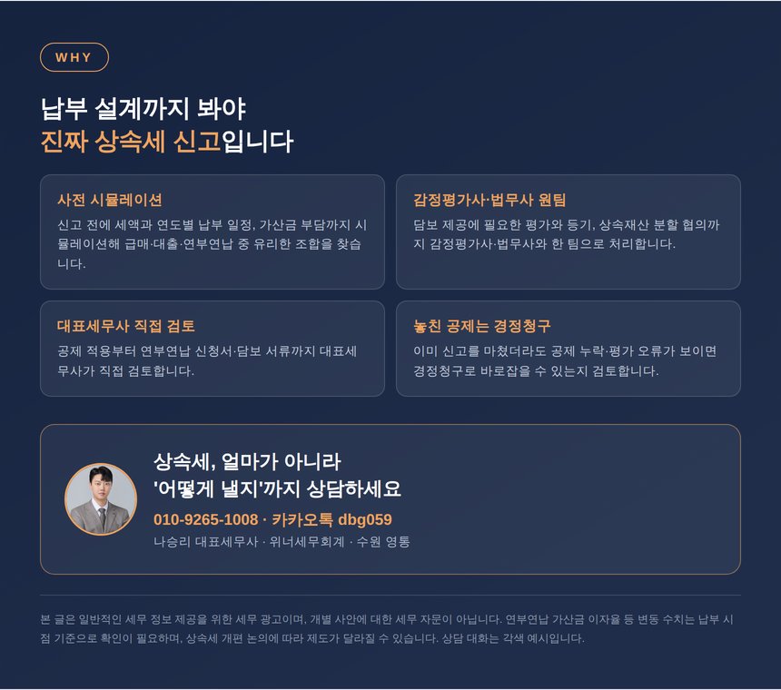 상속세 납부 설계 상담 안내