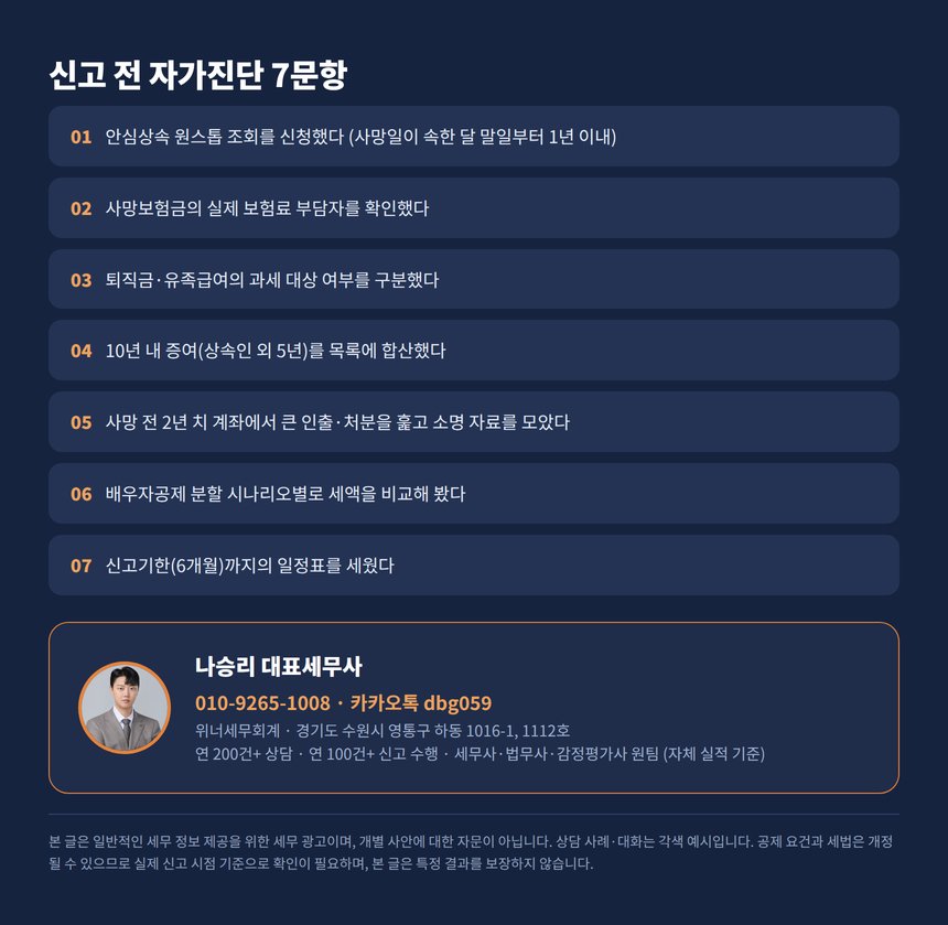 상속세 신고 전 자가진단 체크리스트와 상담 안내