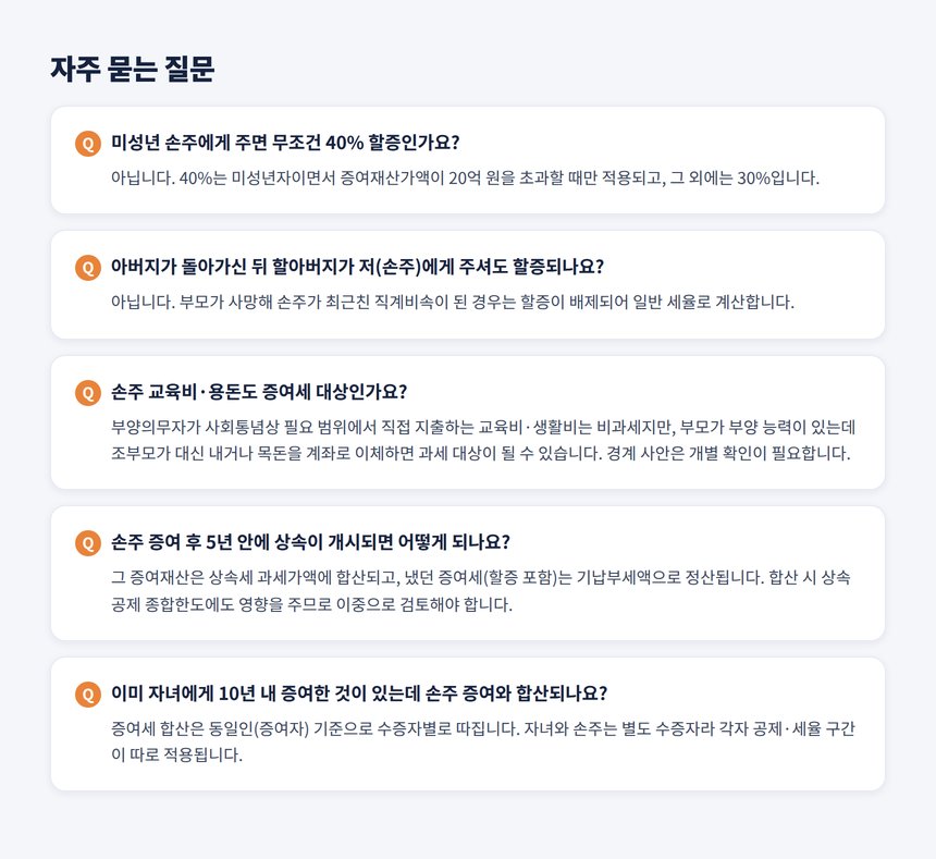 손주 증여 세무사 자주 묻는 질문