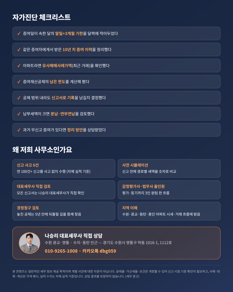 수원 증여세 세무사 자가진단 체크리스트