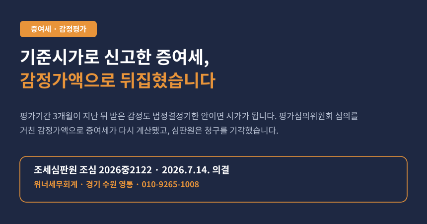 증여세 감정평가 시가인정, 기준시가로 신고한 증여세가 사후 감정가액으로 재계산된 사건 요약