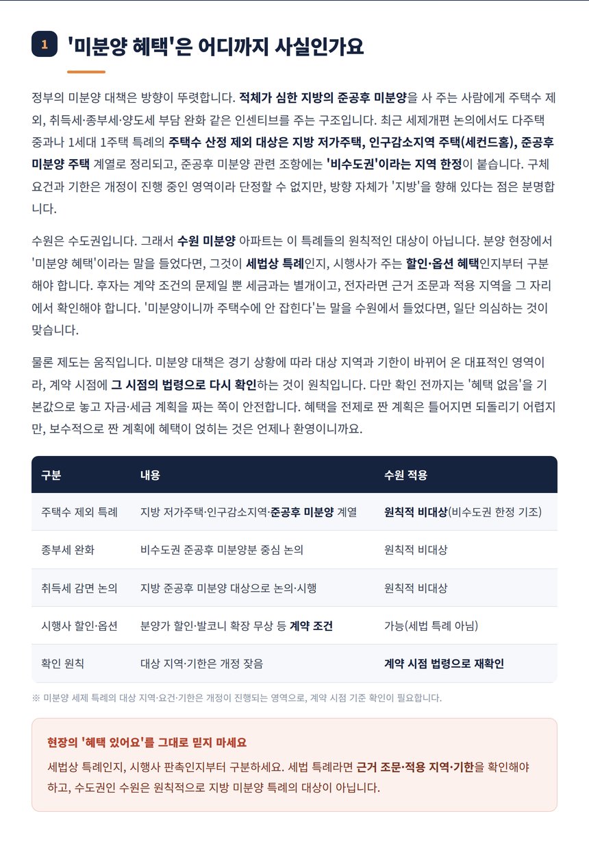 미분양 세제 특례 지방 한정 오해 정리표