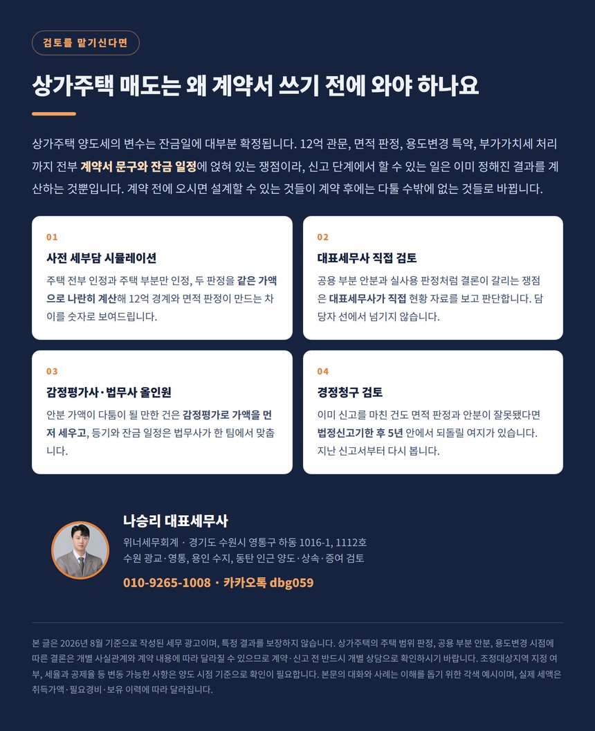 상가주택 매도를 계약서 작성 전에 검토해야 하는 이유와 상담 안내