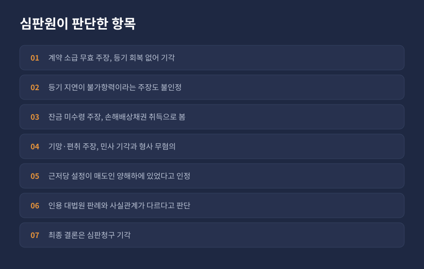 양도세 심판 결과, 청구인 주장이 모두 기각된 이유 항목별 정리
