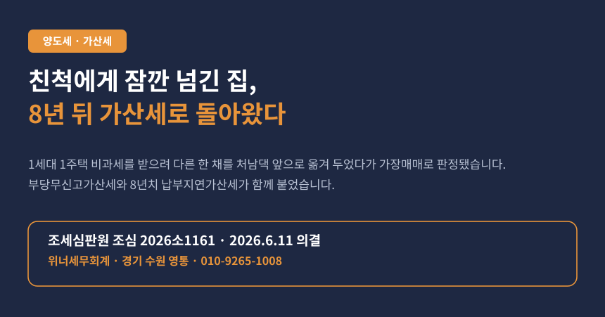 양도세 1세대1주택 가장매매, 친척 명의로 넘긴 주택이 8년 뒤 부당무신고가산세로 이어진 사건 요약