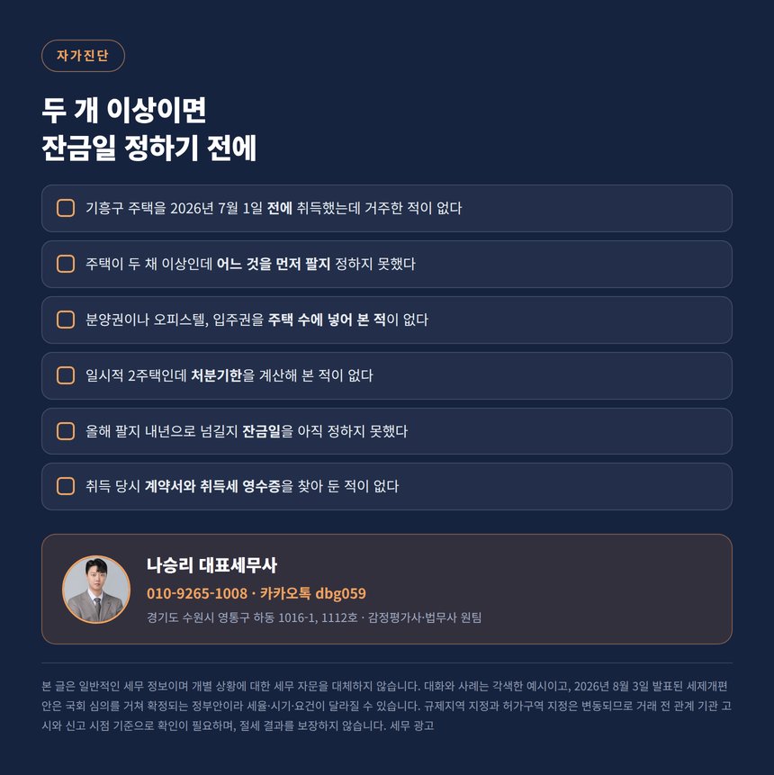 기흥 양도세 자가진단 체크리스트와 상담 안내