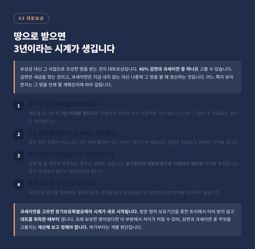 대토보상 3년 사후관리와 추징 사유 네 가지