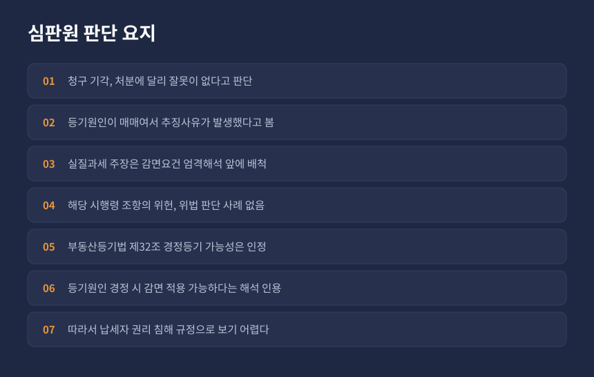양도세 대토보상 심판원 판단 요지, 기각 이유와 경정등기 구제 가능성 정리