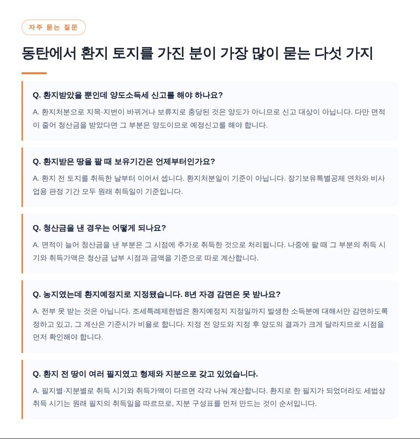 동탄 토지 양도소득세 자주 묻는 질문 다섯 가지