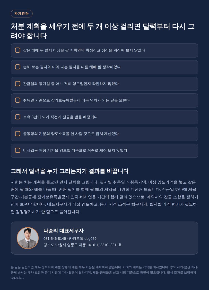 수지 토지 양도소득세 자가진단 체크리스트와 상담 안내