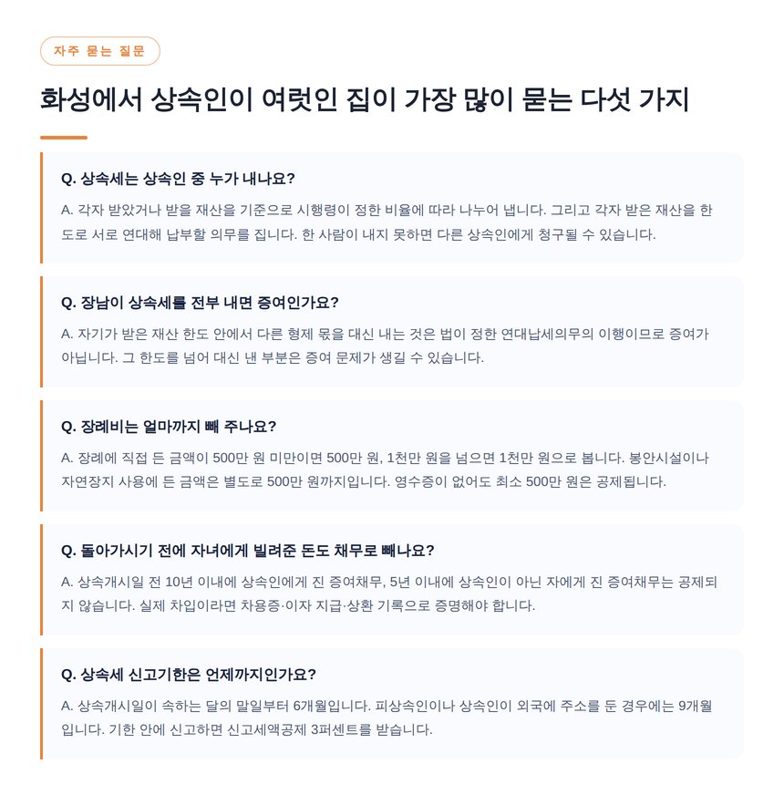화성 상속세 자주 묻는 질문 다섯 가지