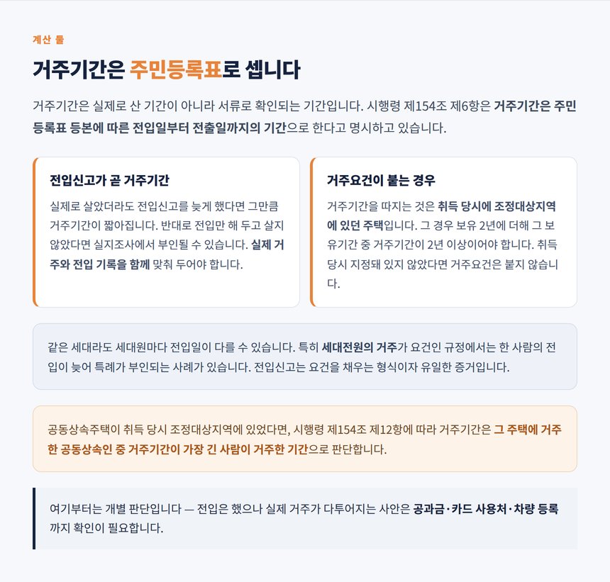 거주기간은 주민등록표 전입일부터 전출일까지