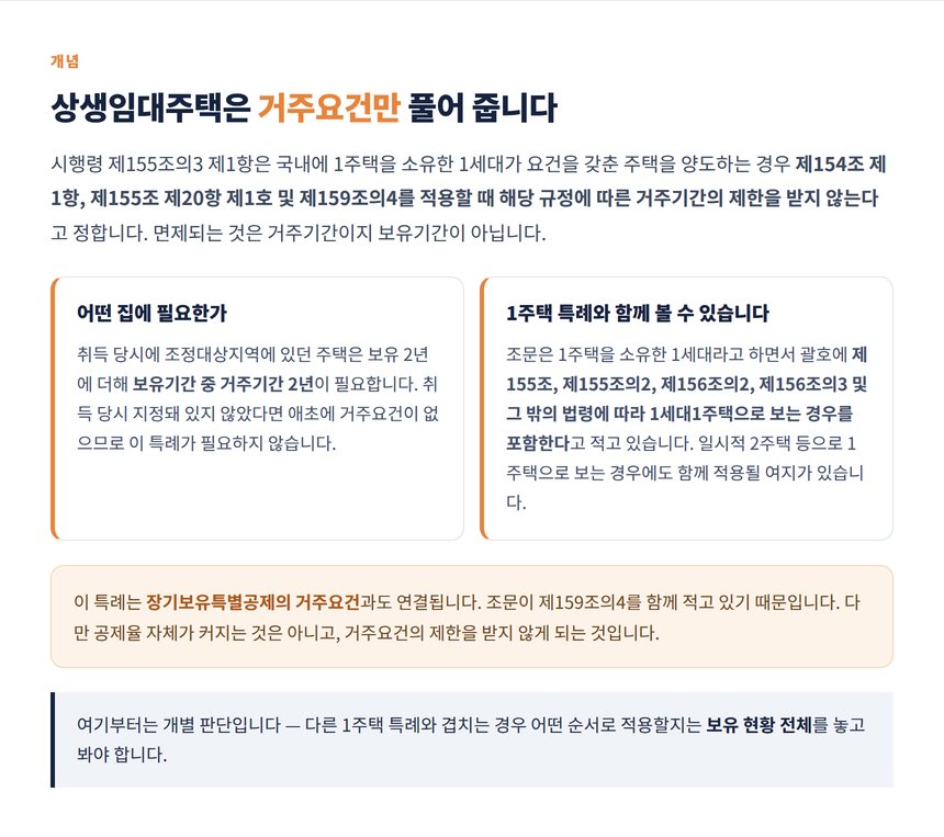 상생임대주택 특례가 면제하는 것은 거주기간뿐