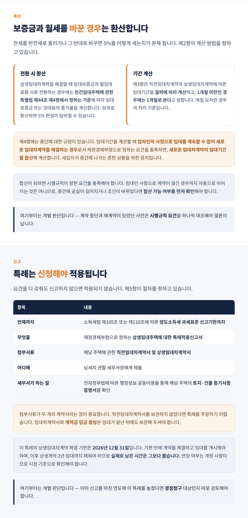 보증금 월세 전환 시 증가율 환산과 임대기간 합산