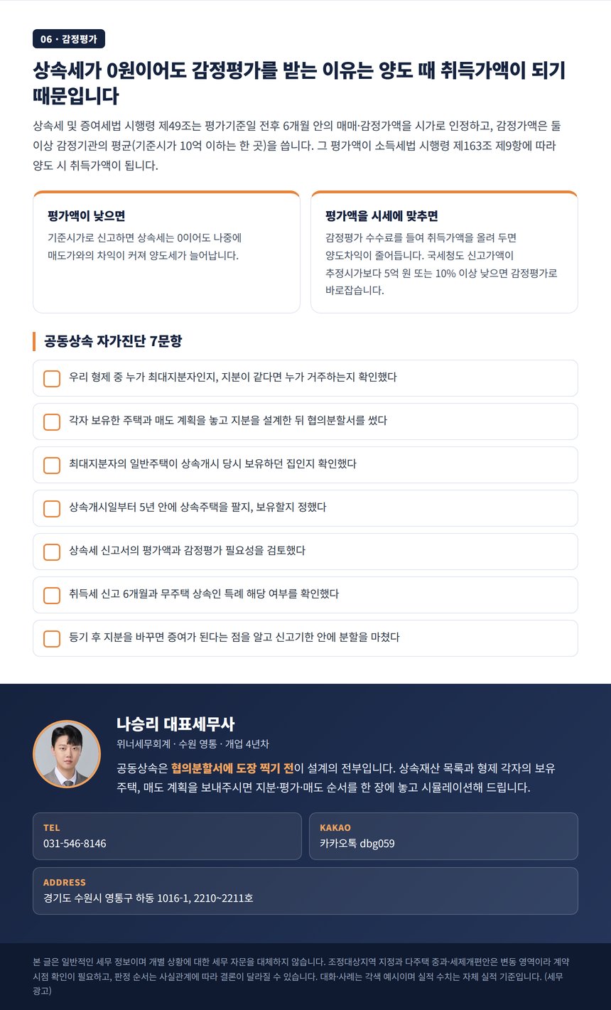 상속세가 없어도 감정평가를 받는 이유와 공동상속주택 자가진단 체크리스트
