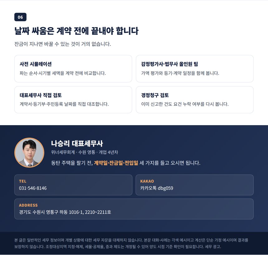 양도 전 사전 시뮬레이션과 대표세무사 직접 검토 안내
