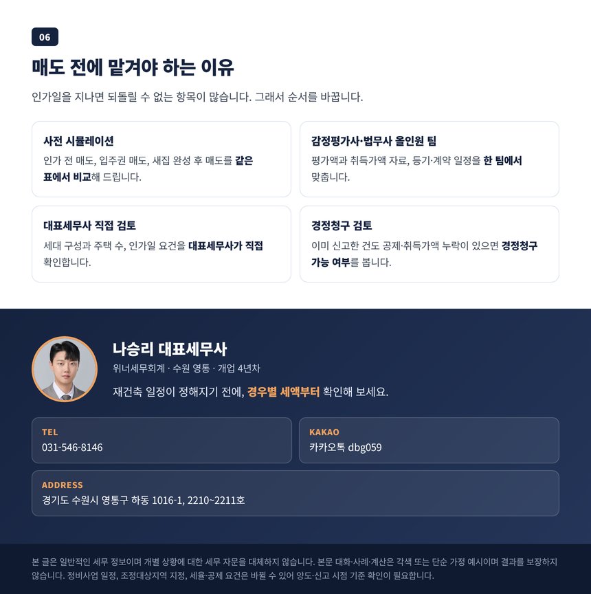 재건축 양도세를 미리 계산해 두어야 하는 이유와 상담 안내