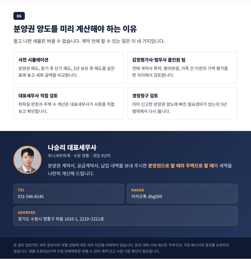 분양권 양도를 전문가와 미리 계산해야 하는 이유 네 가지와 상담 안내